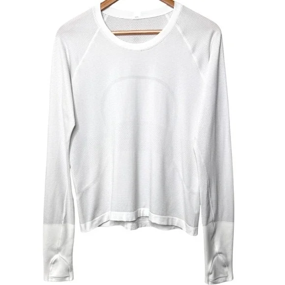 Lululemon Swiftly Tech Long Sleeve Women's White Athletic Top Shirt Size 10 - Picture 3 of 9